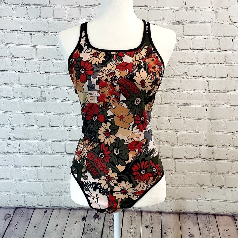 Speedo reversible swimsuit comic/strawberry